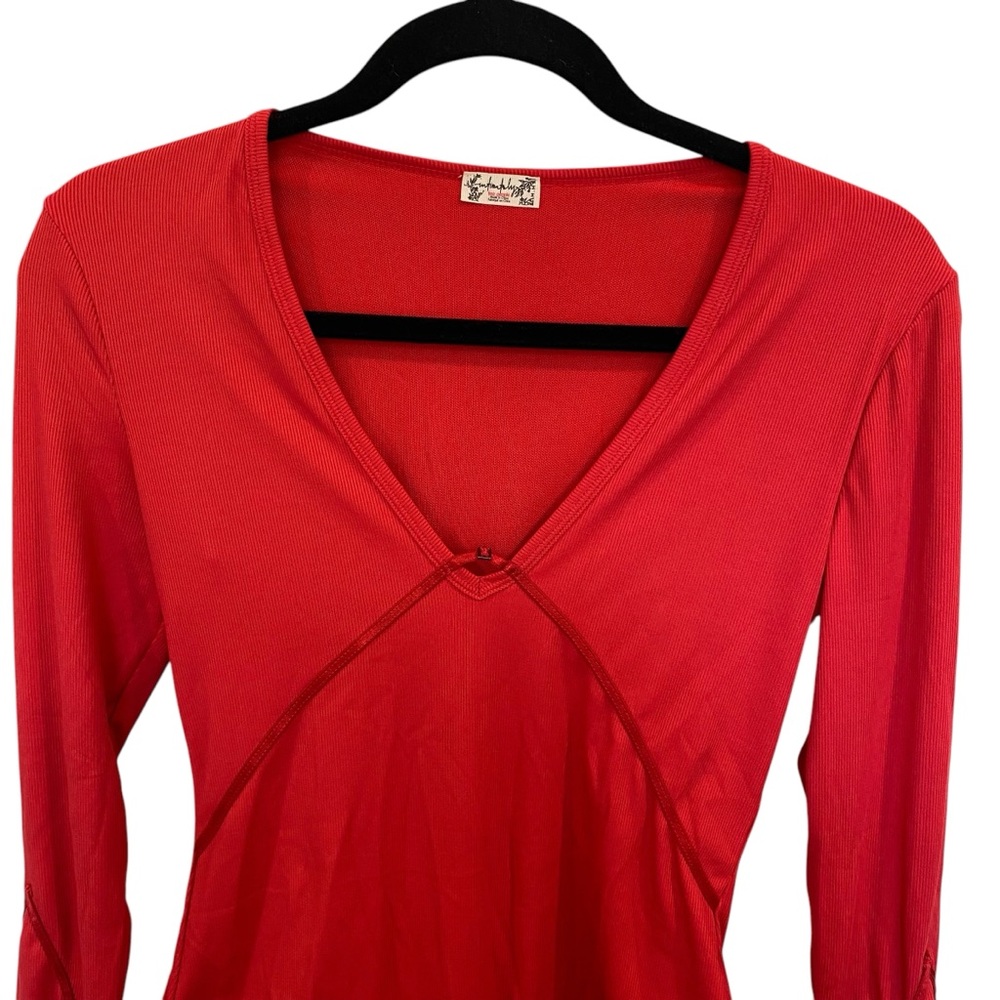 Free People Victoria Plunge Bodysuit In Garnet Rose Size Medium - Picture 4 of 10